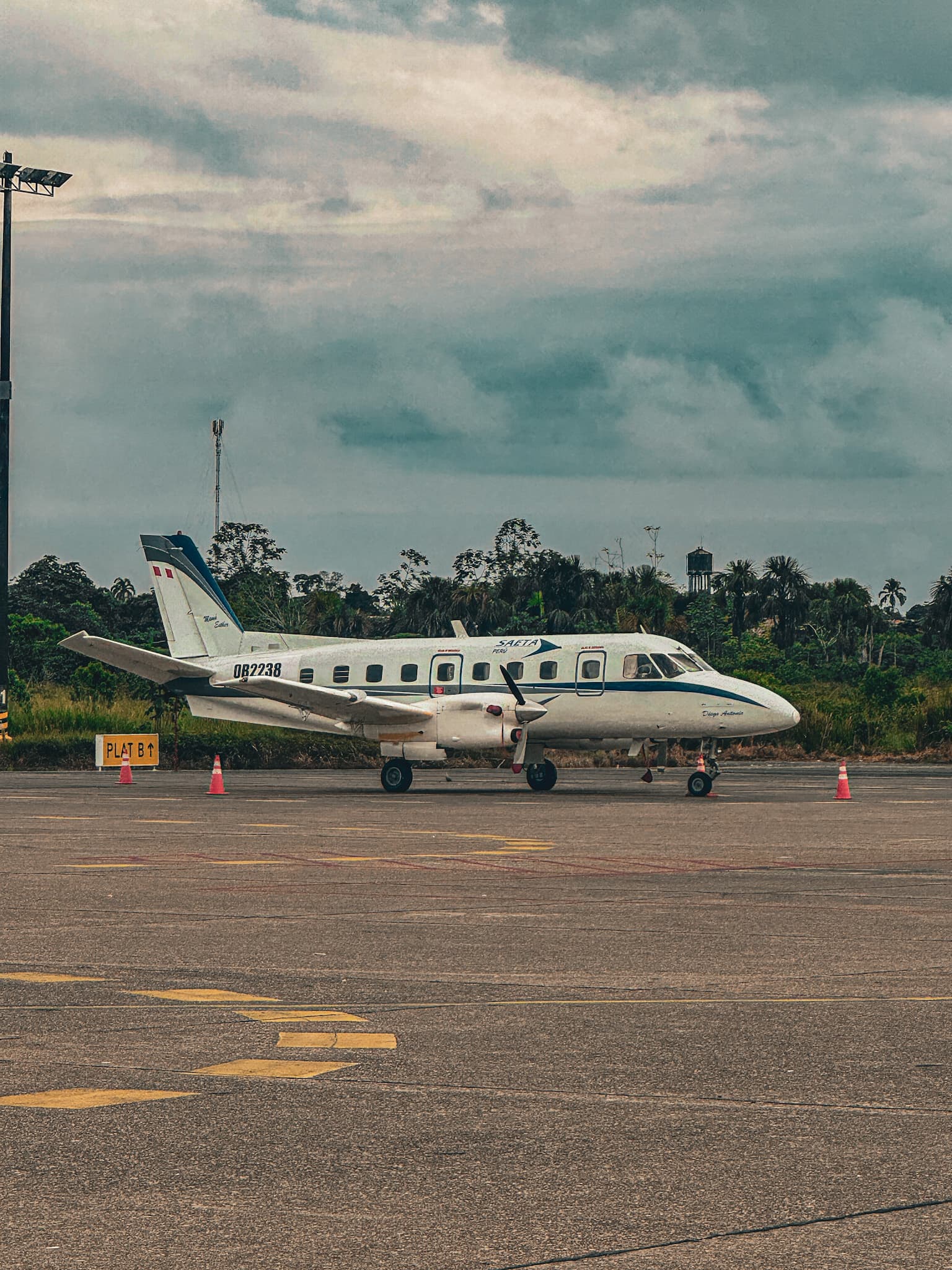 A small jet on the tarmac in Iquitos